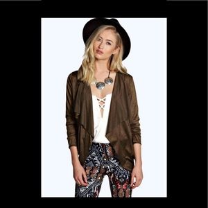 Boohoo Faux Suede Waterfall Jacket